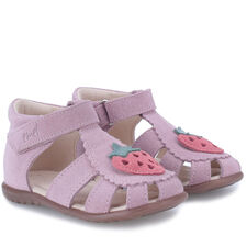 E1214E-7 RÓŻOWE SANDAŁY DZIECIĘCE ZE SKÓRY NATURALNEJ EMEL ROCZKI