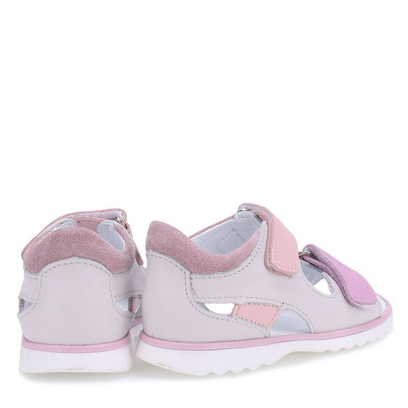 skórzane sandały dzieciece emel peurto szaro różowe