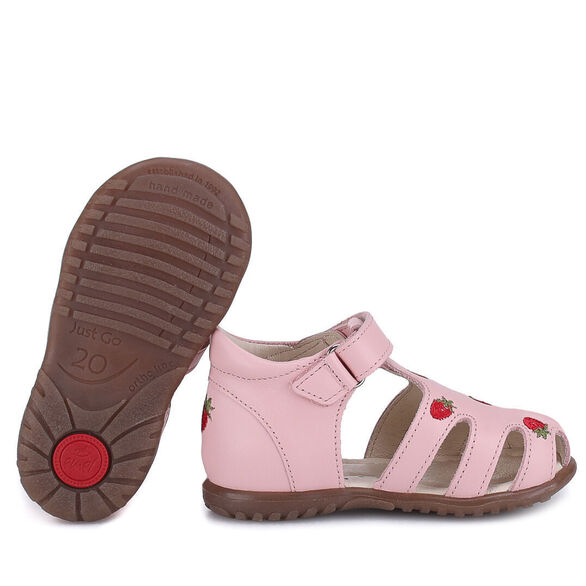 Różowe sandały dla dziewczynki Emel Palma roczki w poziomki