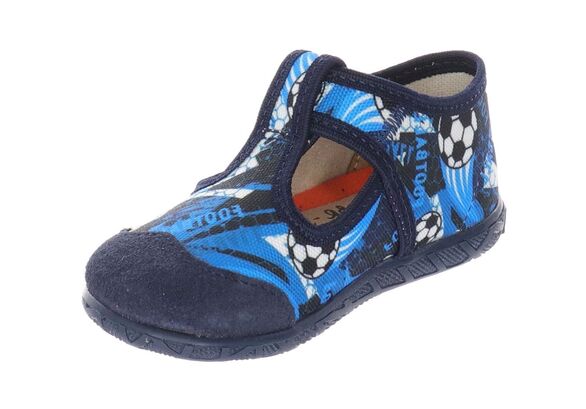 granatowe kapcie dziecięce ze skórzaną wkładką Milami