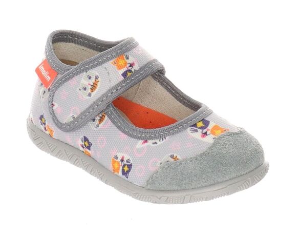 szare kapcie dziewczęce w kotki