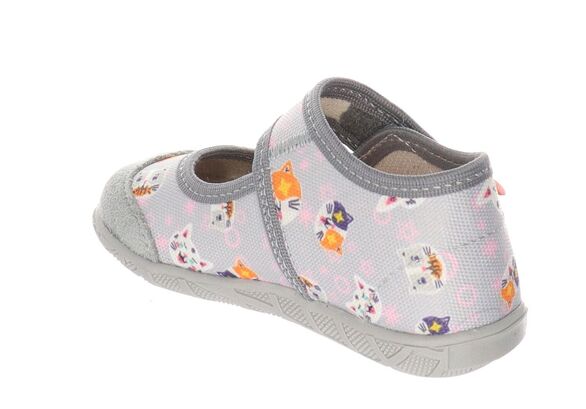 kapcie dziecięce szare w kotki