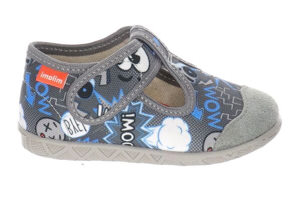 Kapcie dziecięce Milami 112 szaro niebieskie ze skórzaną wkładką