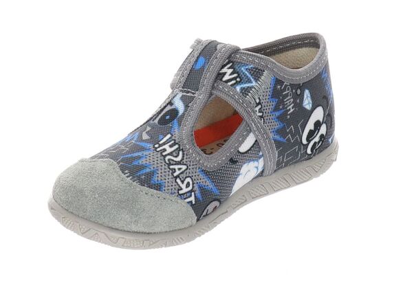 Kapcie dziecięce szaro niebieskie na rzep Milami 112