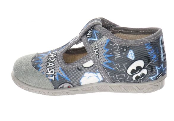 Kapcie dziecięce szaro niebieskie na rzep Milami 112