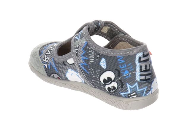 szaro niebieskie kapcie dziecięce na rzep Milami 112