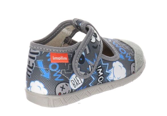 szaro niebieskie kapcie dziecięce na rzep Milami 112