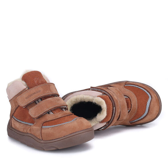 brązowe trzewiki dziecięce zimowe Barefoot Emel Atlas