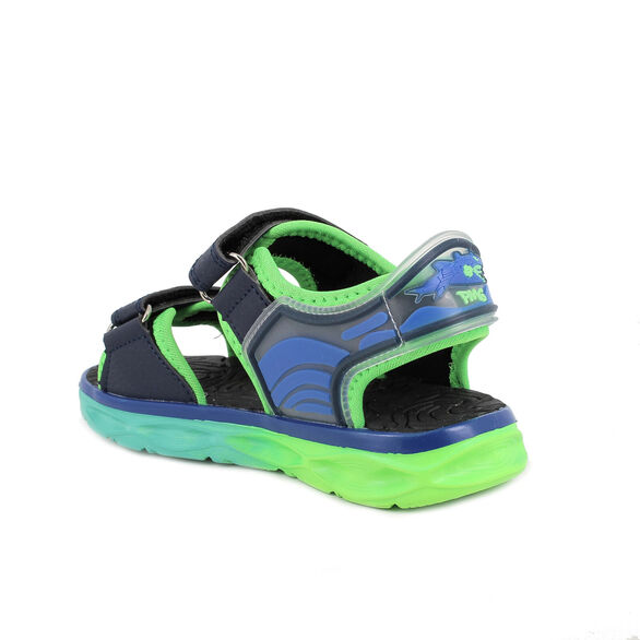 sandały dziecięce ze światełkami na rzep niebiesko zielone